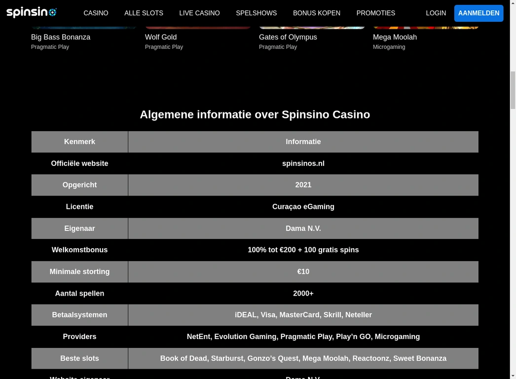 Spinsino Casino Gokkasten - Populaire Slots