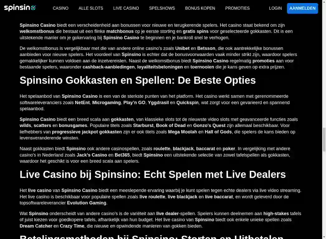 Spinsino Klantenservice - Support en Contact