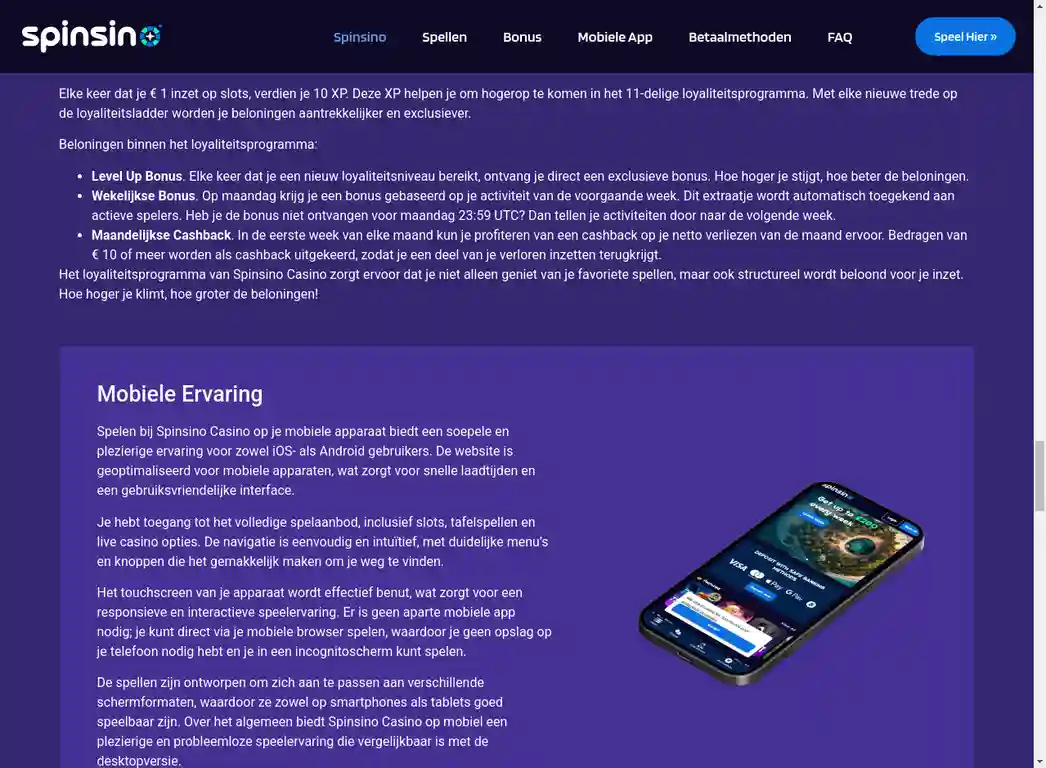 Spinsino Loyaliteitsprogramma - VIP Beloningen