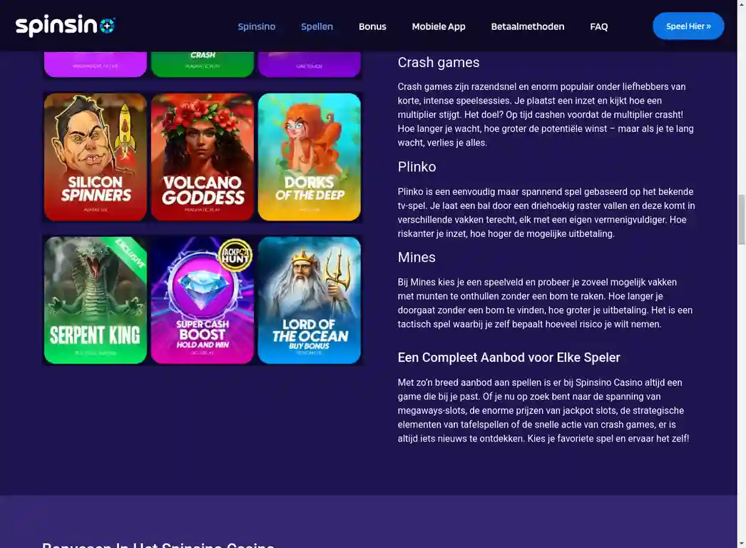 Spinsino live casino op mobiel en desktop