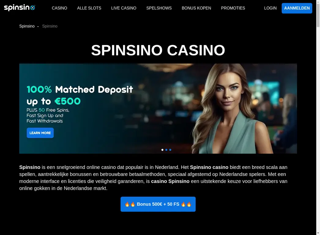Spinsino Online Casino Nederland - Homepage