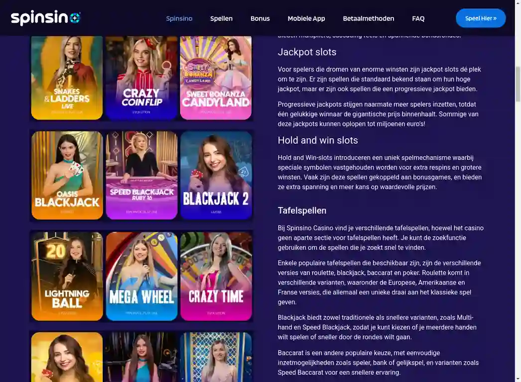 Spinsino Exclusieve Aanbiedingen - Jackpots en Promoties